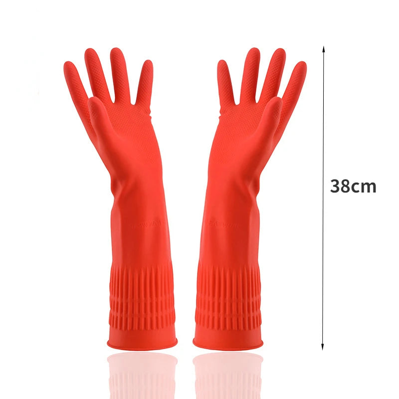 Flexible Comfortable Rubber Clean Gloves Red Dish Lady Washing Long   Home Bathroom Cleaning Kitchen Accessories
