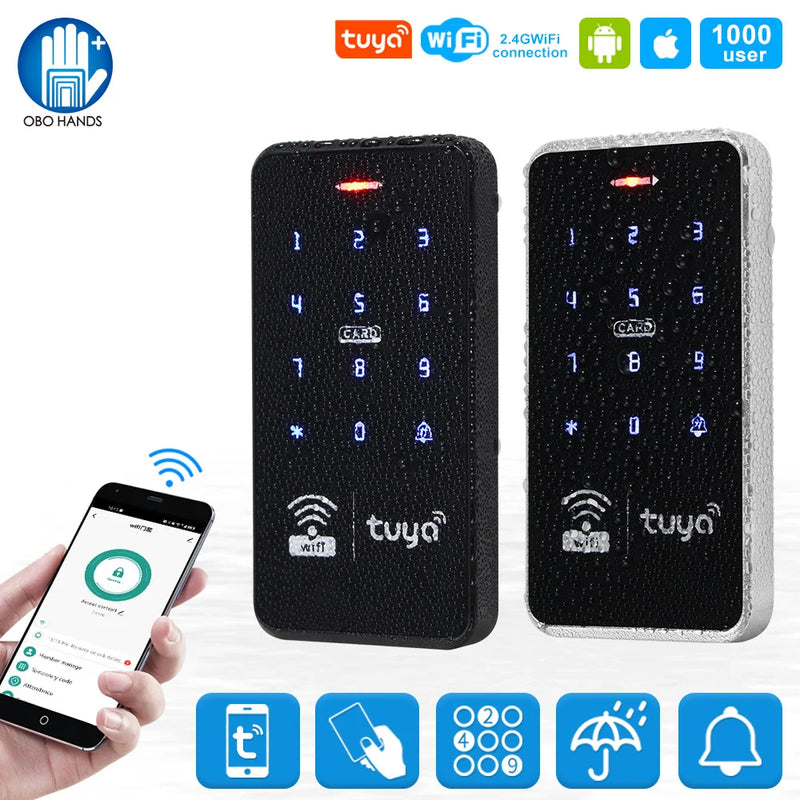 Waterproof WiFi Tuya APP Access Control Keypad 13.56MHz RFID Card Keyboard Touch Screen Access Controller Remote Unlock System