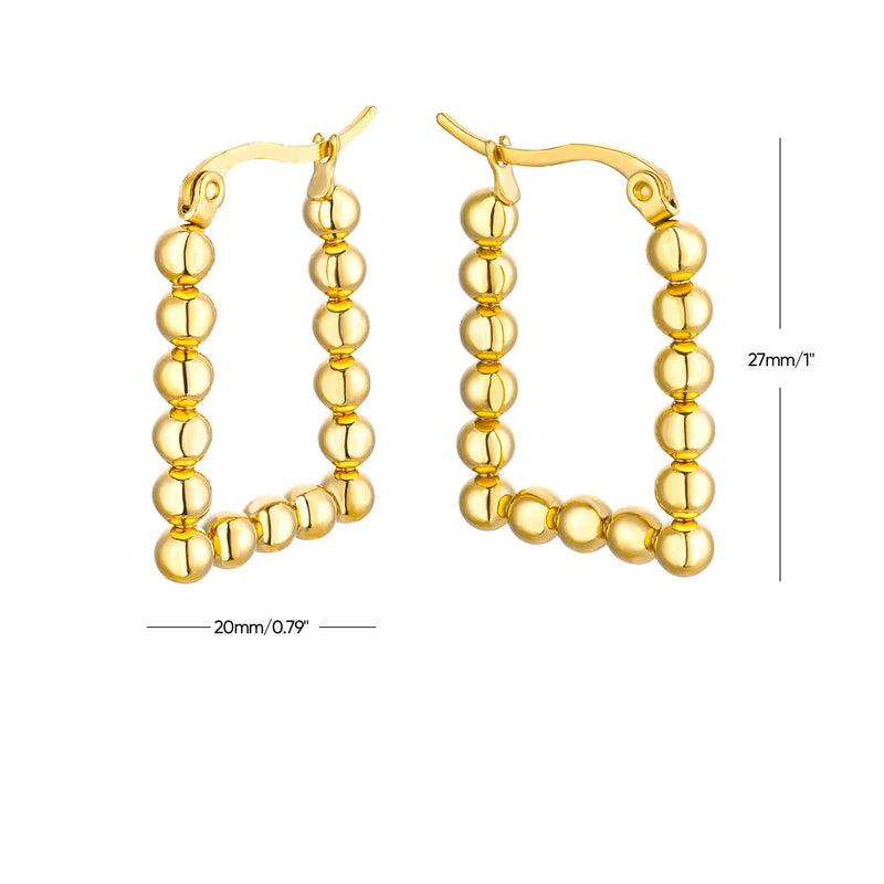 Stainless Steel Earrings for Women 2024 Trending Gold Color Beads Hoop Earring Couple Wedding Ear Jewelry Christmas Gift aretes