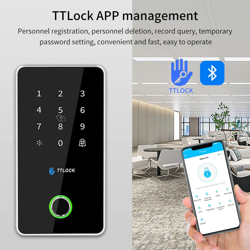 Ip67 Waterproof TTlock Smart Lock Access Control Keypad Metal Reader Outdoor Fingerprint NFC Bluetooth Rfid Passcode Card App