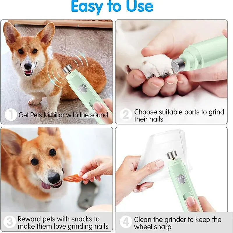 Pet Paws Grooming Grinding Low Noise 2-Speed Electric Nail Grinder Trimmer for Dogs and Cats Gentle Safe Nail Trimming