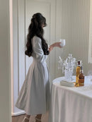 Korean Suit 2022 Autumn Elegant 2 Piece Dress Set Office Lady Long Sleeve Crop Tops + Casual Black Midi Skirt Woman Slim Retro