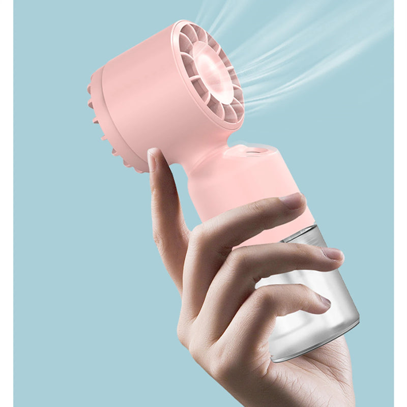 Portable Handheld Misting Fan Rechargeable Battery Operated Spray Water Mist Fan 3 Speeds Cooling Fans for Makeup Travel, Beach