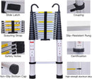 Telescopic Ladder 6.2m with Detachable Hooks & Extendable Steps, Folding Tall Loft Ladder with Non-Slip Feet Collapsible Ladder