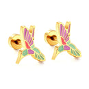 LUXUSTEEL Lovely Coloful Animal Stud Earrings For Girls Stainless Steel Anti-allergy Rabbit Penguin Dog BFF Jewelry Gifts