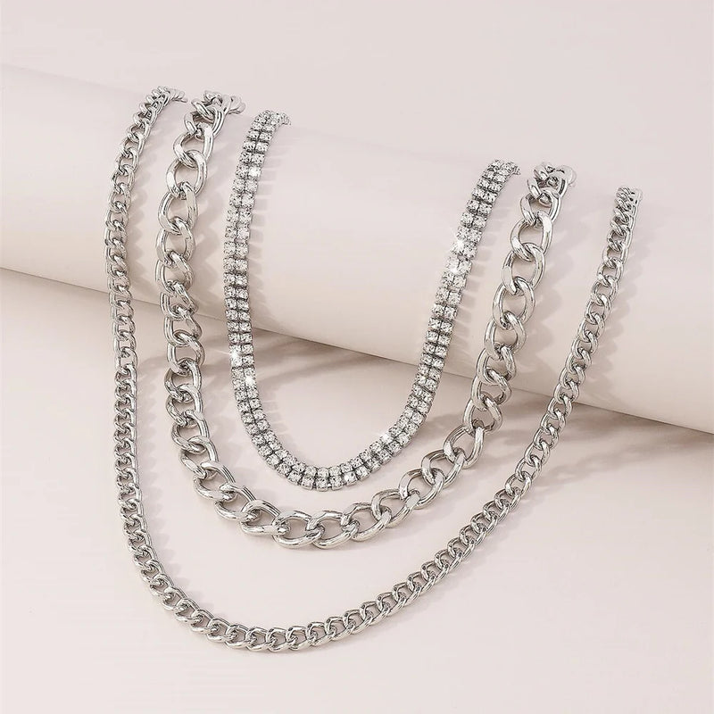 New Vintage Fashion Punk Crystal Chain Necklace For Women Female Boho Multilevel Hip Hop Jewelry Gift Wholesale New