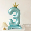 42INCH Blue Crown Number Stand Foil Balloon Large 0-9 Digital Birthday Balloons Wedding Party Gathering Decor Supplies Kids Gift