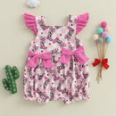 Adorable Baby Girls Jumpsuit Ruffle Sleeve Round Neck Floral Print Toddler Romper for Stylish Summer Outfits and Playdates