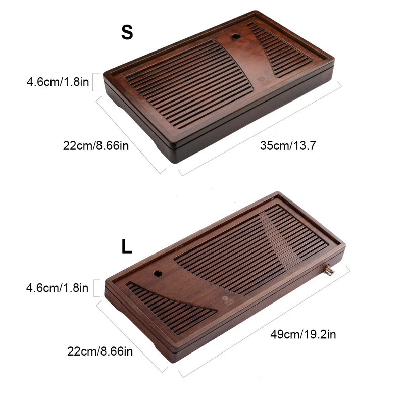 Solid Wood Tea Board Bamboo Tea Tray With Water Torage Drainage Tank Puer Tea Table Saucer Drawer Tray For Ceremony Teaware Tool