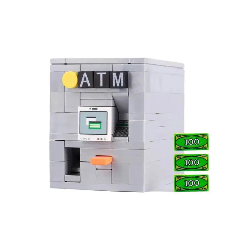 MOC Building Blocks Figures Accessories Cash Dollar Coin Bag Model Gold Silver Bar Colored Diamond Treasure Box Series Coffer