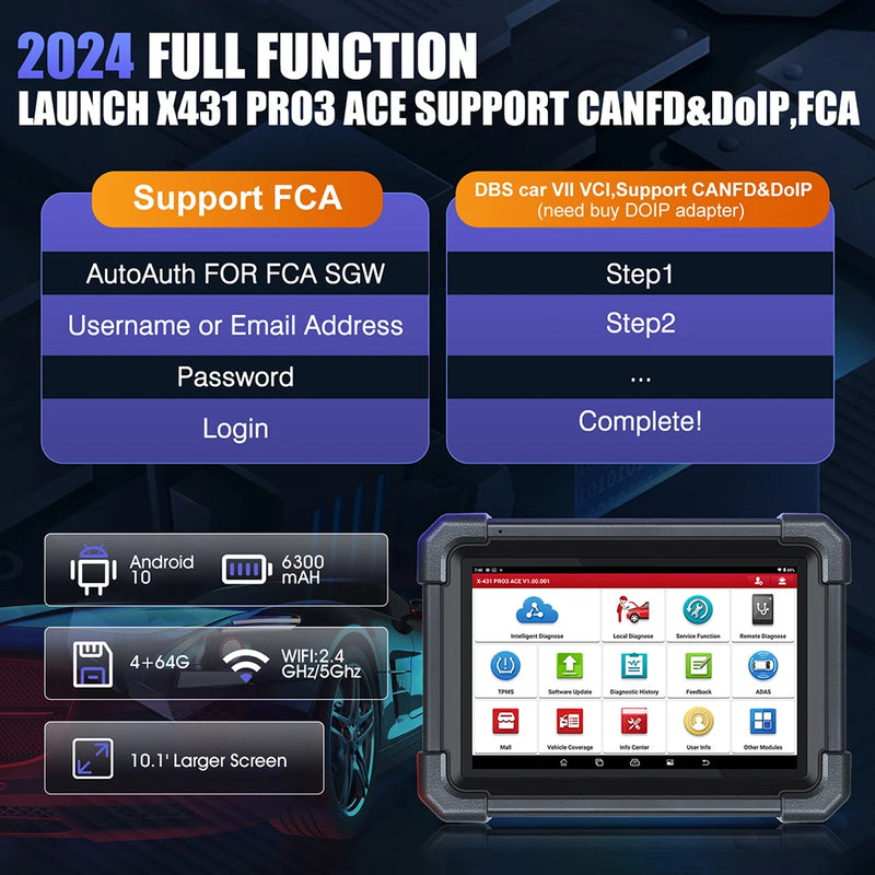 LAUNCH X431 PRO3 ACE Scan Tool for Online ECU Coding Topology Map CANFD DoIP SGW All System Diagnostic tools 37+ Service