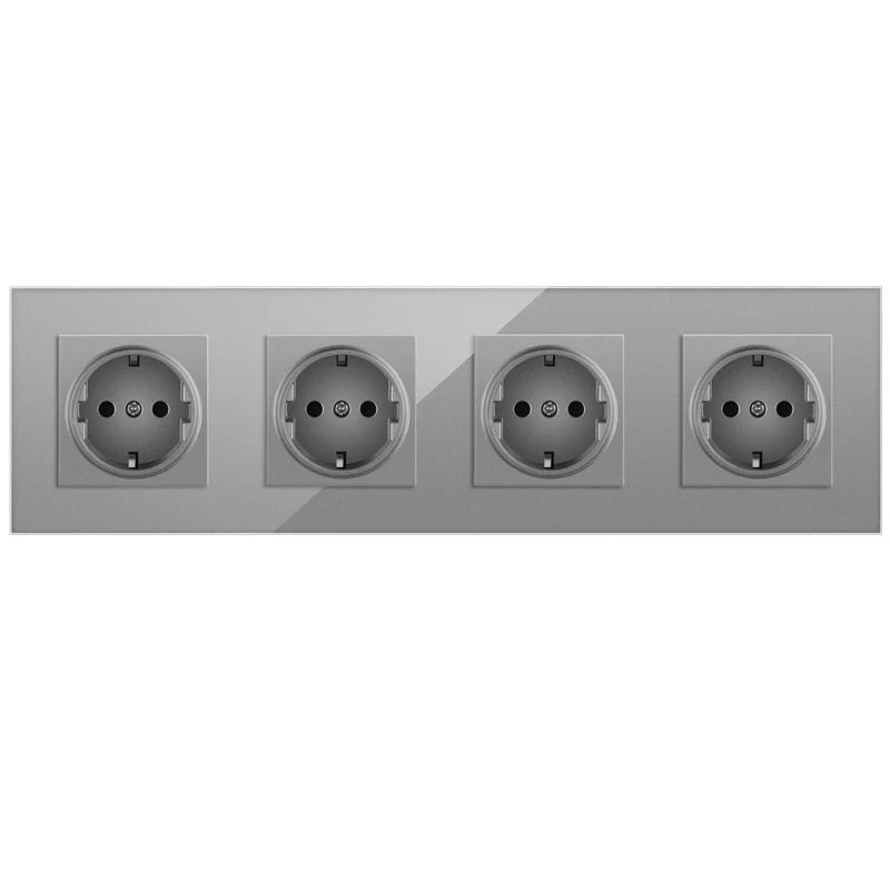 JHJCH wall crystal glass panel power socket plug has been grounded, 16a European standard power socket 86mm * 86mm