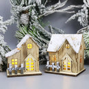 1Pcs Mini Christmas New Decorative Luminous Wooden House With Battery LED Small Xmas Room Desktop Pendant Kids DIY Decoration