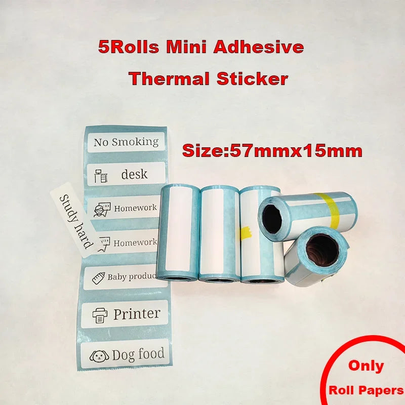 Peripage Paper Adhesive Thermal Sticker Photo Paper White Color Transparent Label for 57mm width Paperang Memobird Iprinter