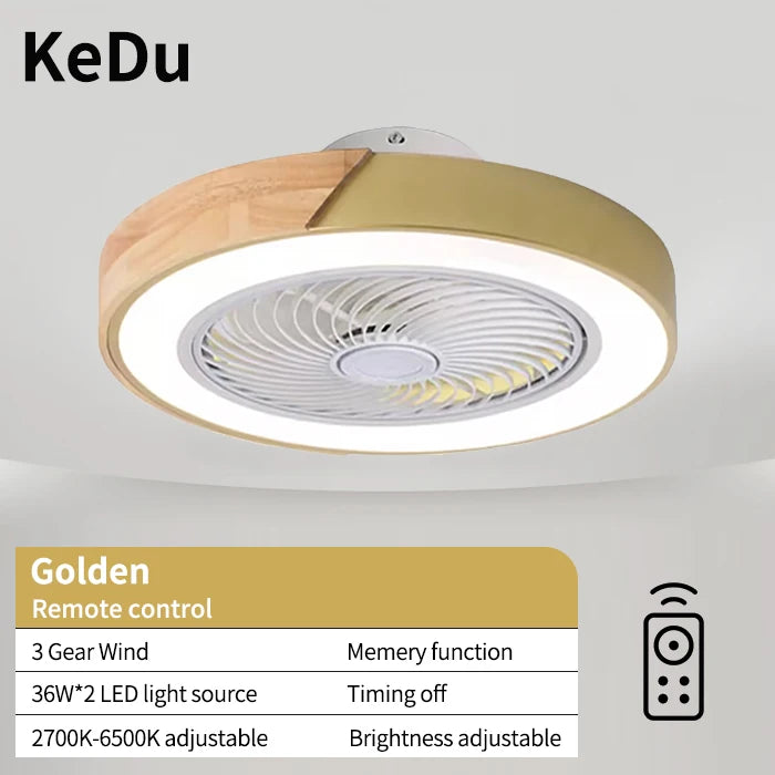 Bedroom ceiling fan light, intelligent voice invisible ceiling fan light, dining room home use Nordic macaron electric fan penda