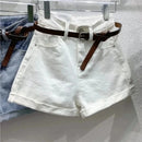 2022 Summer New Ins Trendy Denim Shorts Women's Casual Loose-Fit High-Waisted Curved Edge Student A- Line Wide-Leg Pants