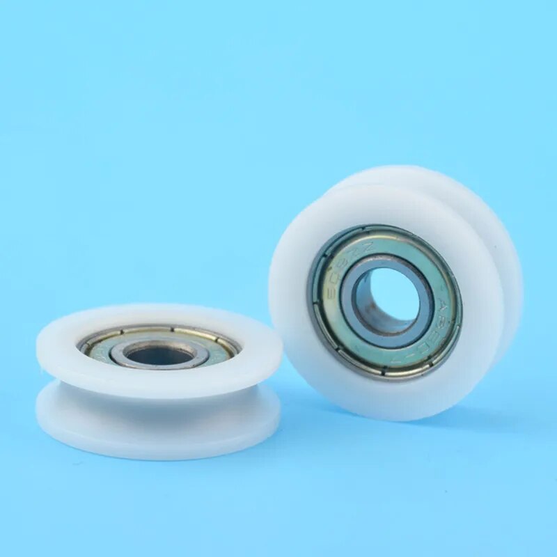 10 Pcs U Nylon Plastic Embedded 608 Groove Ball Bearings 8*30*12mm Guide Pulley