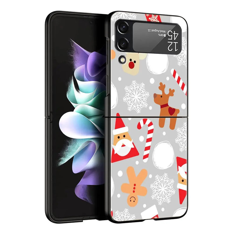 Christmas Santa Claus Z Flip 5 4 Phone Case For Samsung Z Flip 3 Black Hard Shell Galaxy ZFlip3 ZFlip4 Cover Folding Luxury