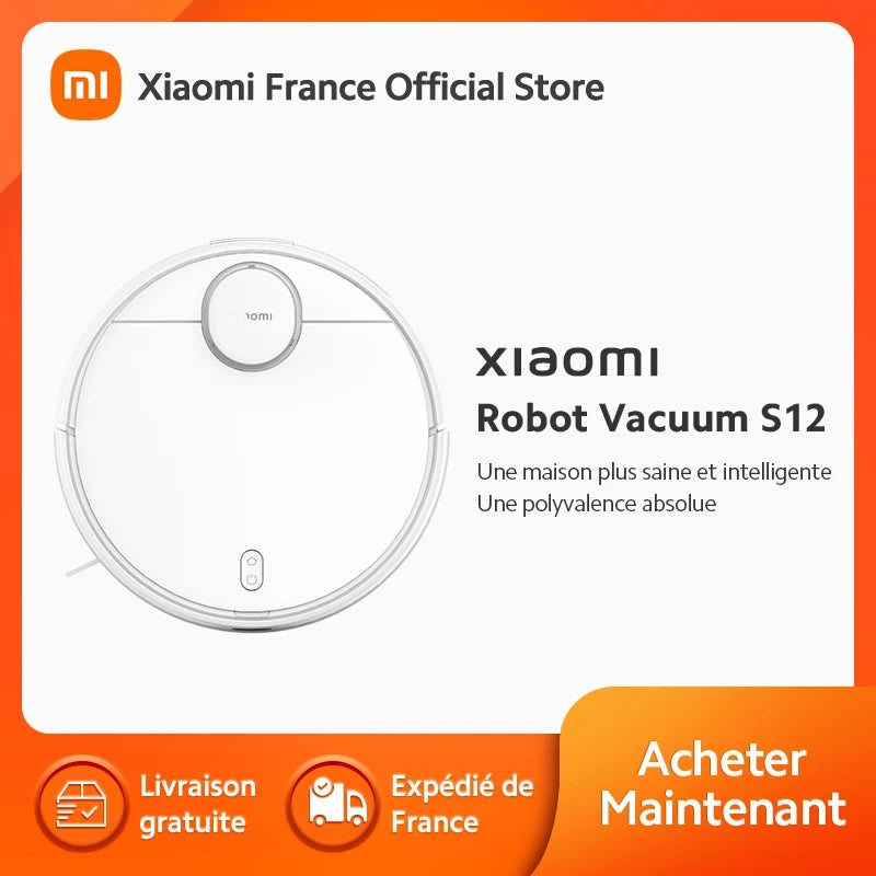 [Official] Xiaomi Robot Vacuum S12, Navigation laser LDS aspirateur robot,Puissance d'aspiration de 4000 Pa