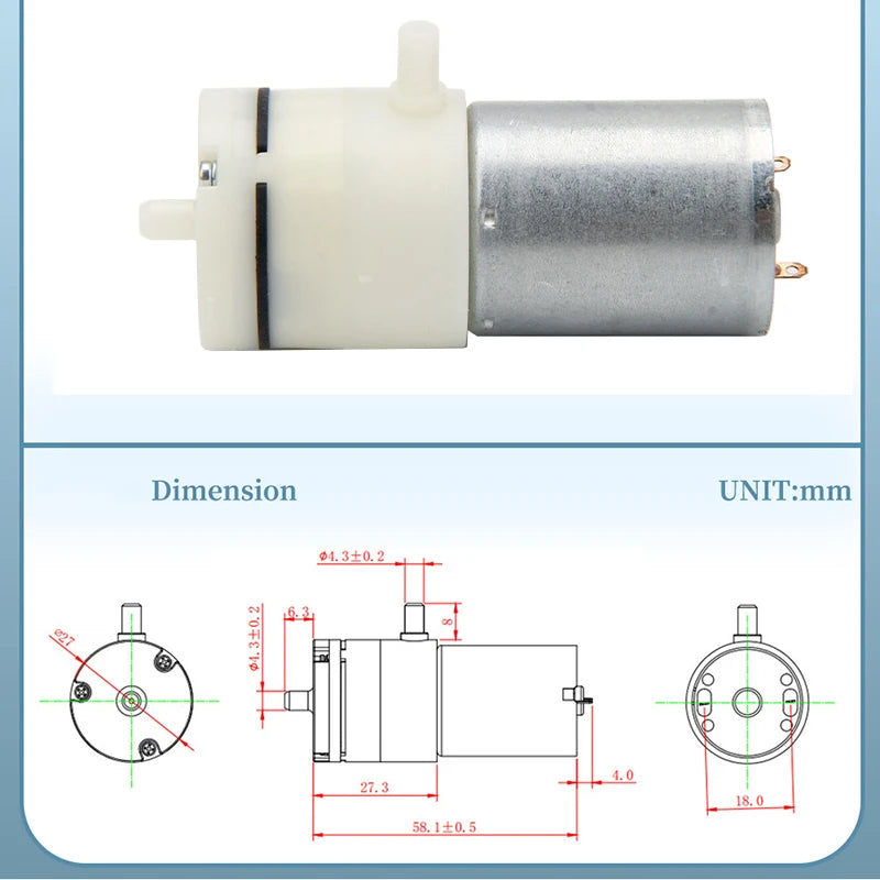 3.7V 6V 12V Small Mini 370 Motor Diaphragm Air Pump Vacuum Pump Negative Pressure Suction Pump DIY Breast Pump Inflator Aquarium