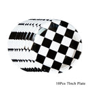Black white racing tablecloth checkered flags racing car table cover plates cups race Track racing birthday party decor supplies