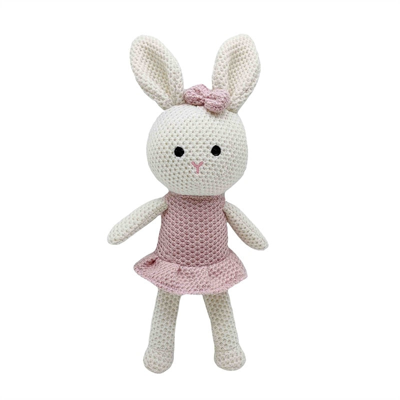 1 PCS new handmade crochet rabbit wool doll wool animal stuffed plush soothing handmade Crochet Bunny deer fox lion Baby Doll