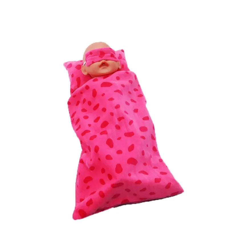 Cute 43cm New Born Doll Accessories Sleeping Bag Set For 18 Inch American,BJD,DIY Girl Dolls Bedding Suits For Gilrs