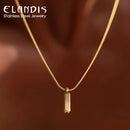 ELANDIS Simple Square Pendant Necklace Stainless Steel Gold-Plated Men's Accessories Wholesale