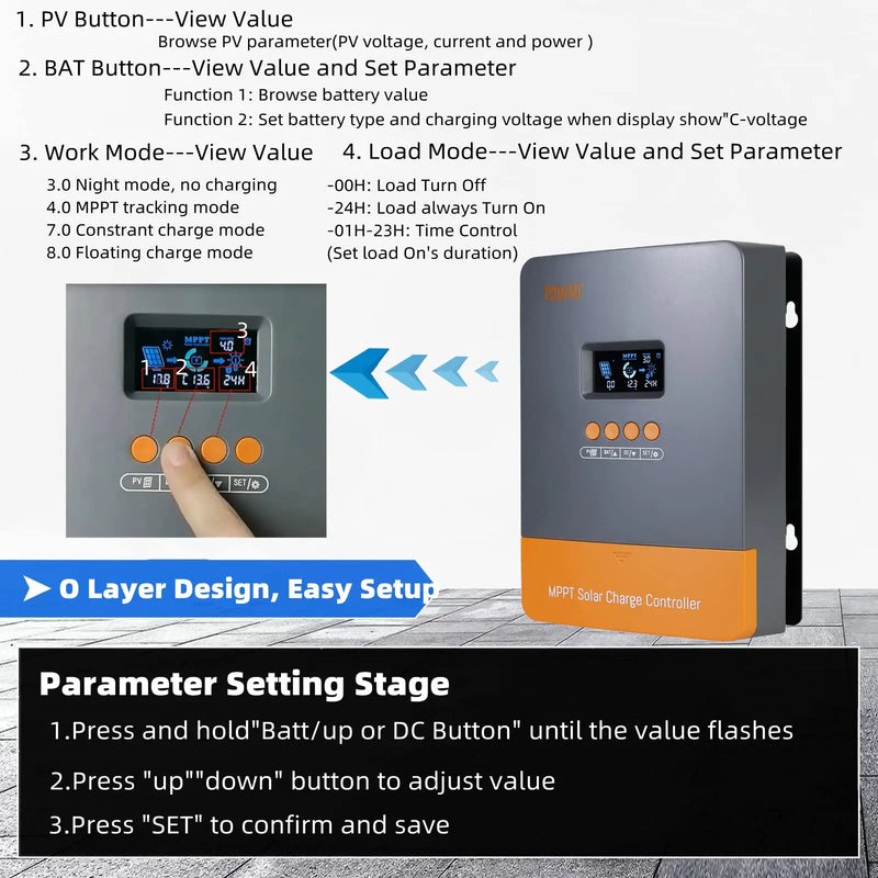 60A MPPT Solar Controller 12V 24V 36V 48V Auto Solar Charge Controller For Lithium, Lead-Acid, Gel Battery Solar Panel Regulator