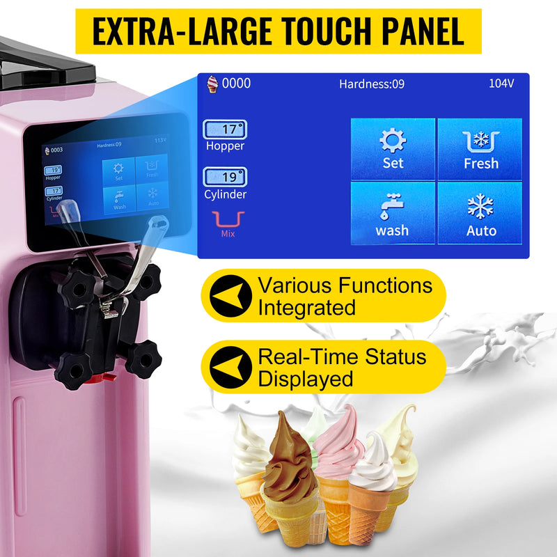 VEVOR 10-20L/H Ice Cream Maker Commercial Single Flavor Countertop Gelato Sorbet Yogurt Home Freezing Equipment Vending Machine