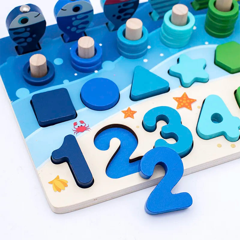Montessori Educational Wooden Toys For Kids Board Magnetic Math Fishing Count Numbers Matching Shape Match Early Education Toy