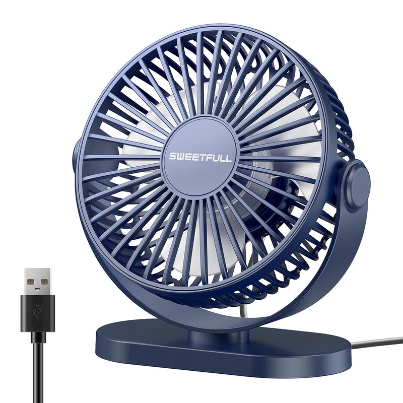 Mini Portable Fan USB Desk Fan Table Strong Airflow &Quiet Operation 3 Speed Wind 360°Rotatable Standing fans for Room Home