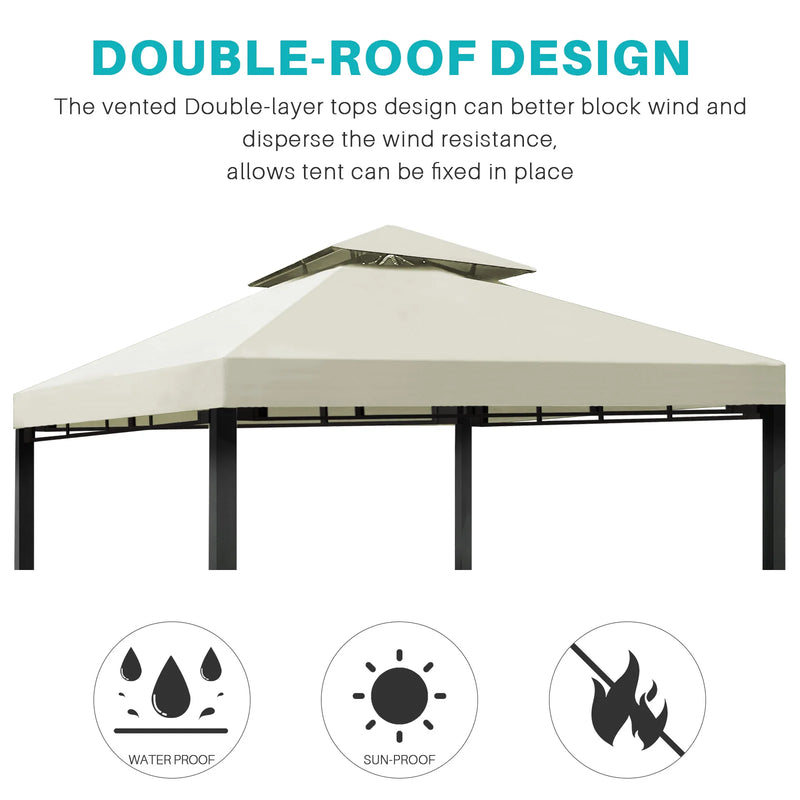 3x3m Canopy Replacement Top Canopy Cover Replacement 118"x118" Double Tiered Gazebo Covers for Yard Patio Garden Canopy Sunshade