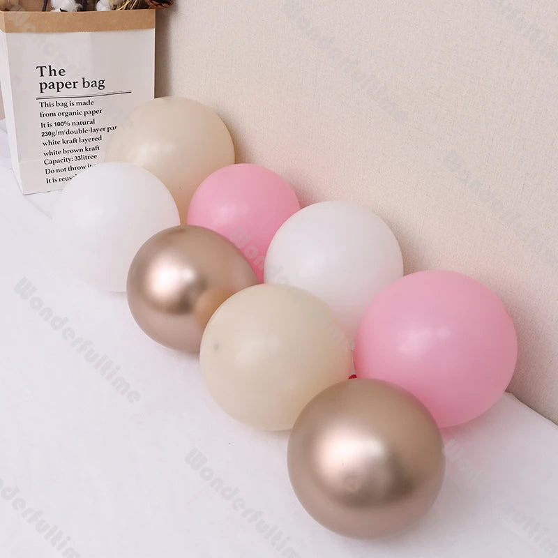 5/10/12/18inch Macaron Pink Matte White Beige Chrome Champagne Balloons DIY Balloons Garland Arch Easter Baby Shower Decorations