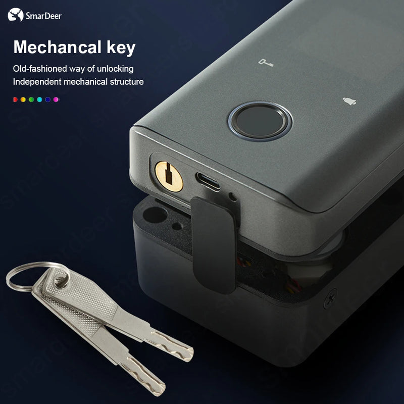 SmarDeer smart Lock with Glass door Biometric Fingerprint Lock for Tuya App Keyless entry Fingerprint/Password/NFC/Card/Key/App