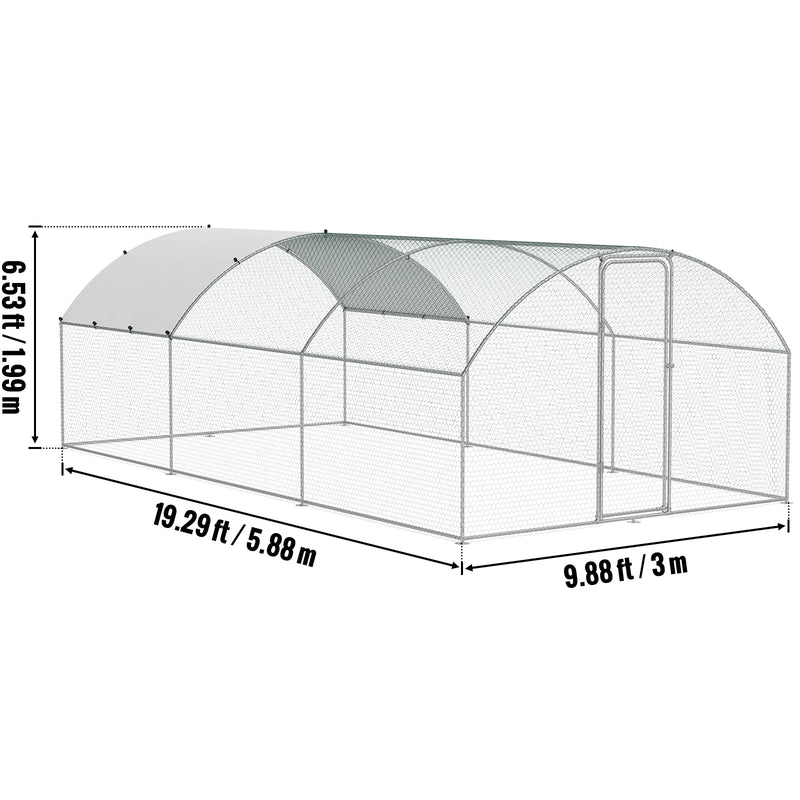 SucceBuy Large Metal Chicken Coop Walk-in Chicken Runs for Yard Spire Hen for Outdoor Backyard Farm Duck Rabbit Cage Poultry Pen