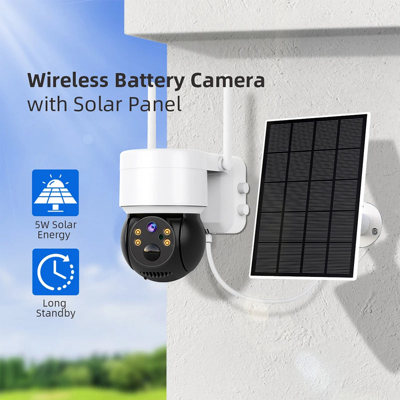 Hiseeu 1080P Wifi Solar Camera Outdoor Wireless Surveillance IP Camera with Solar Panels, PIR Motion Detection Camera, PTZ Wifi