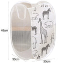 Laundry Basket Large Capacity Cartoon Foldable Multi Holes Hollow Out Store Dirty Clothes Flexible Giraffe Print Home Cleaning