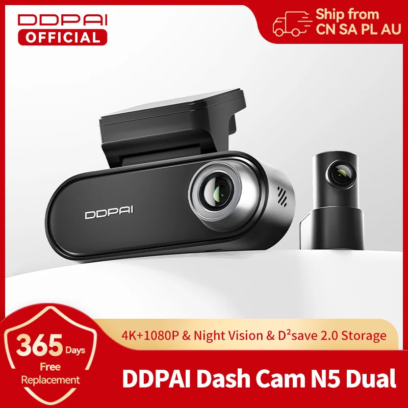 DDPAI 4K Dash Cam N5 Dual Front and Rear 4K UHD Resolution  Dash Camera Car DVR NightVIS ADAS GPS  Auto record