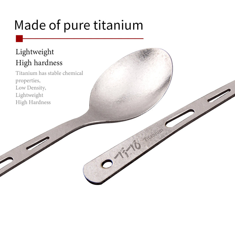 TiTo TiTanium Spork Spoon Tableware Combination Outdoor Camping Titanium Alloy Fork Collection Travel Knife Practical 3Pcs Set