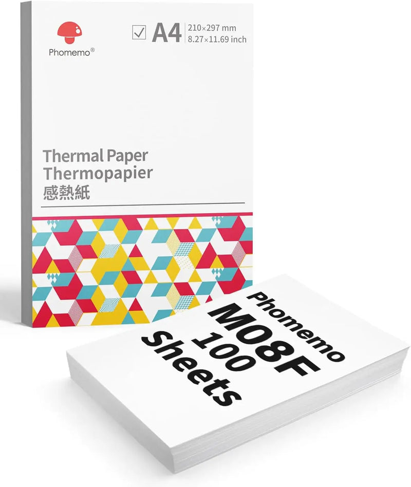 Phomemo M08F A4 Thermal Paper for M08F, PJ762/PJ763MFi, MT800/MT800Q, A4 Portable Printers, M08F Printer Paper, 8.27" x 11.69"