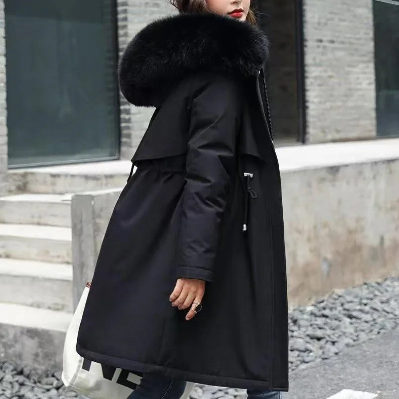 New In Coats & Jackets Women's Winter Padded Jacket Loose Casual Outerwears Fleece Hodded Windbreaker Elegant Office Lady's Coat