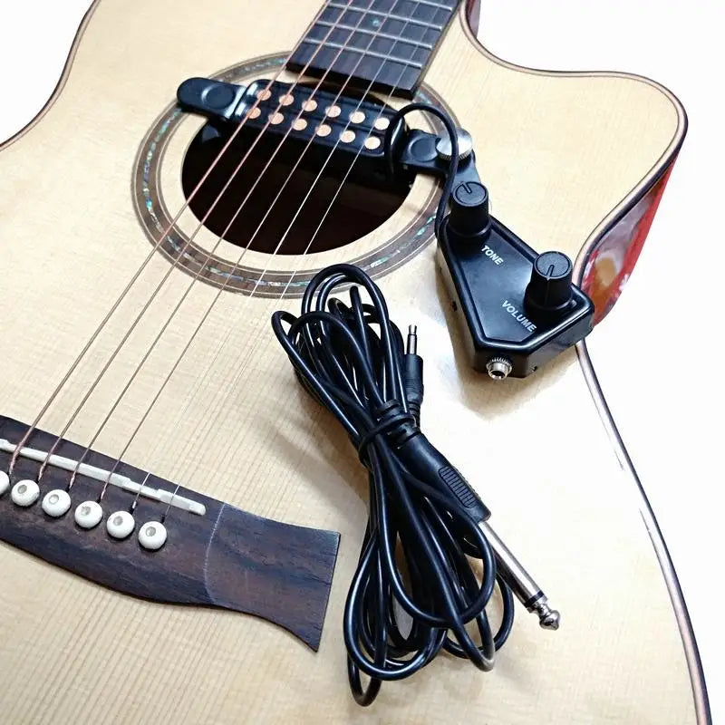 12-hole Acoustic Guitar Sound Hole Pickup Magnetic Transducer with Tone Volume Controller Audio Cable Guitar Parts &amp