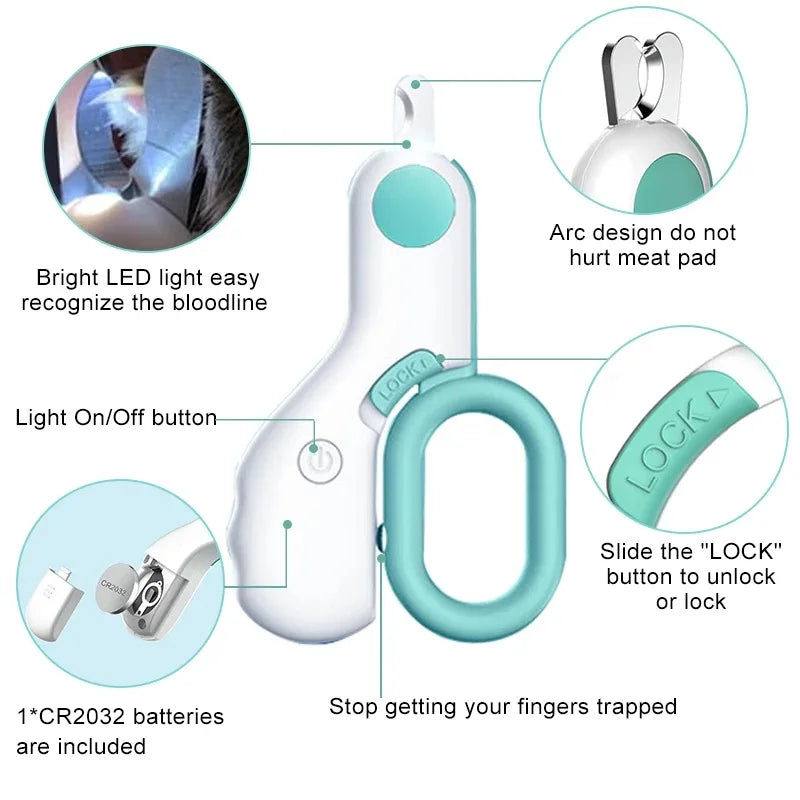 Mini Pet Nail Trimmer, Suitable for Cats and Dogs, LED Illumination, Lightweight and Portable, Accurate Bloodline Positioning