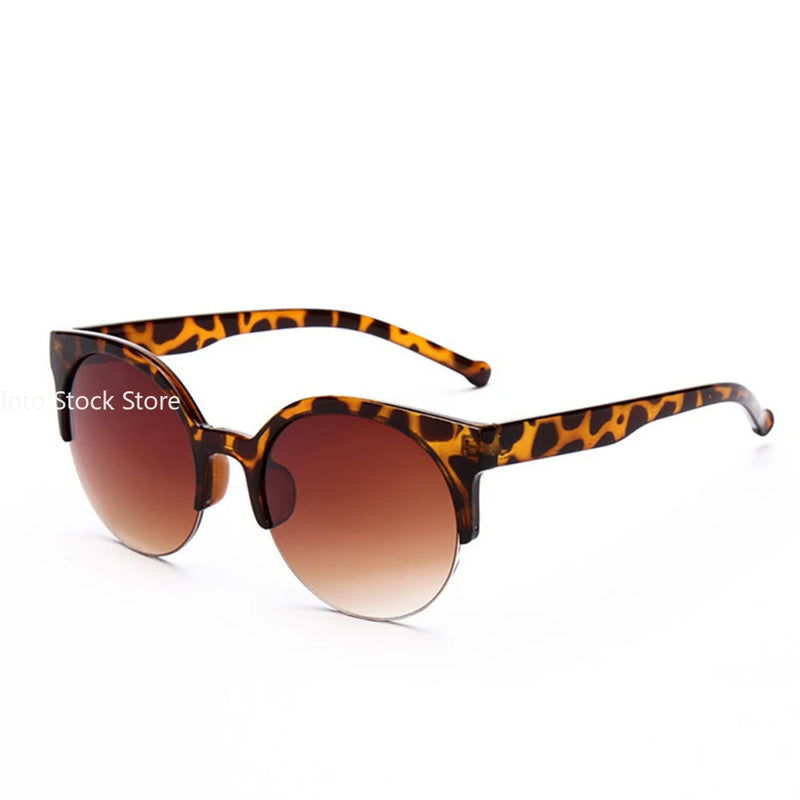 Retro Vintage Cat Eye Sunglasses Half Frame Sunglasses Women Sun Glasses Anti-UV Sunglasses Female Travel Party Glasses 2024 New
