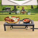 Portable Camping Gas Stove Outdoor Double Burner BBQ Picnic Camp Propane Cooker Stove with Adjustable 0-10Psi Regulator Hose