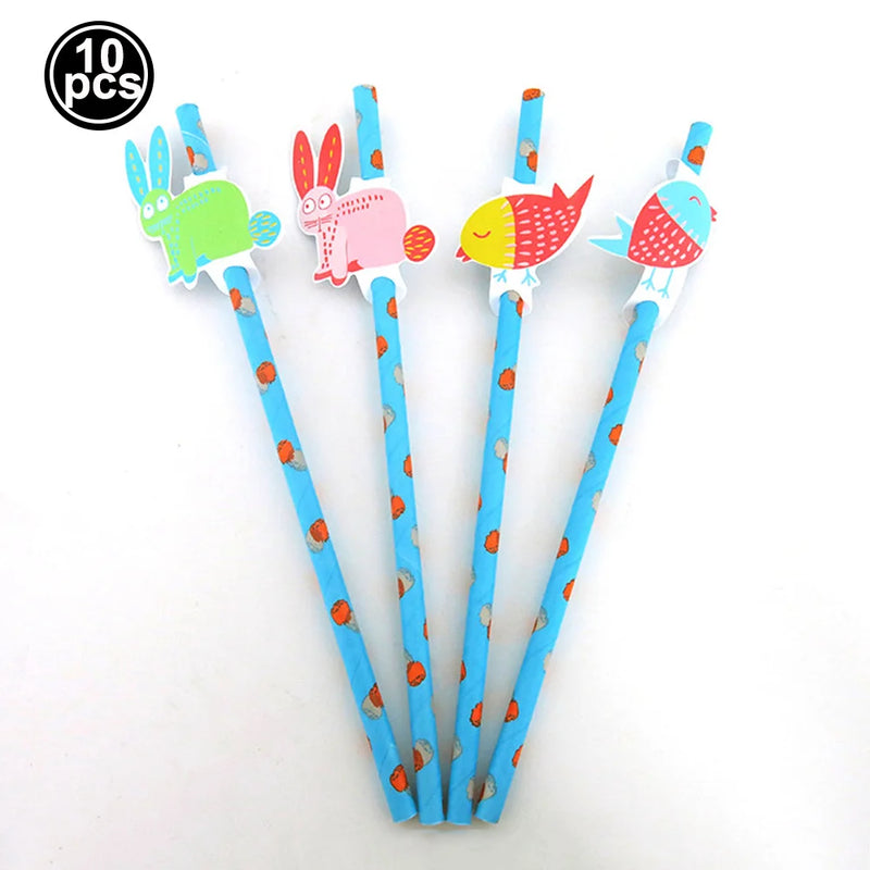 Easter Theme Disposable Tableware Cute Cartoon Rabbit Pattern Paper Plates Cups Napkins Kids Easter Party Decoration Supplies