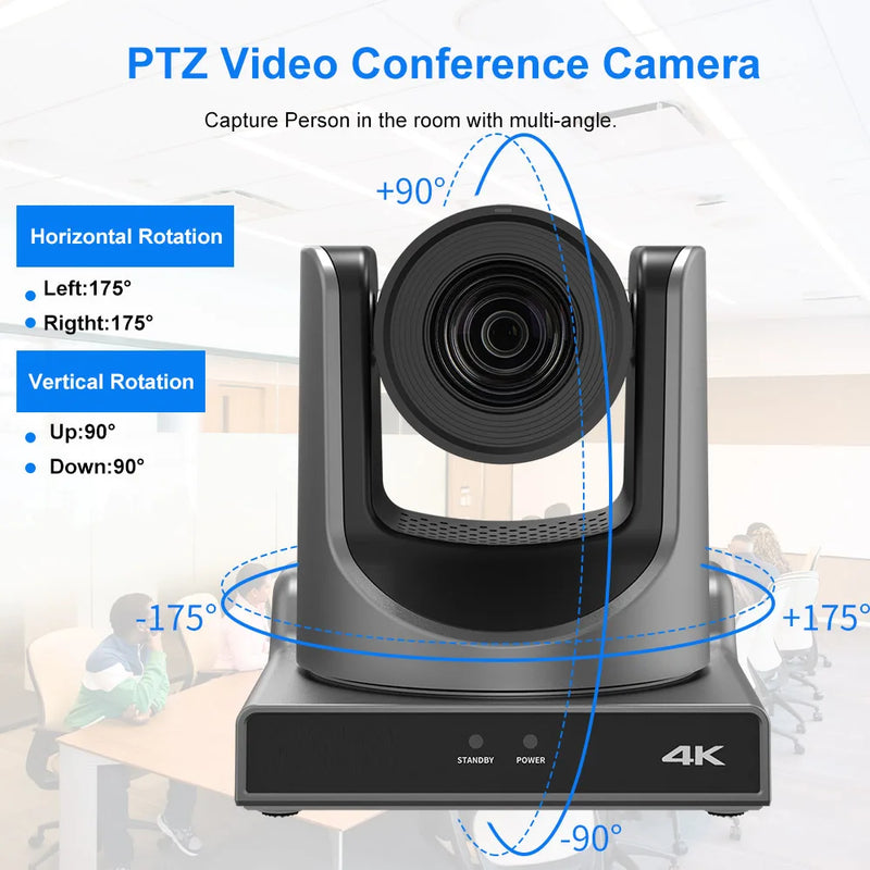 Runpu 4K60FPS NDI Camera POE 12X 20X Zoom AI Tracking PTZ Camera SDI HDMI USB POE IP Conference Camera for Church Live Streaming