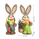 2Pcs Straw Easter Rabbits Decoration Foam Easter Bunny Ornament Statue Easter Party Crafts Photo Props Gift 25/35cm