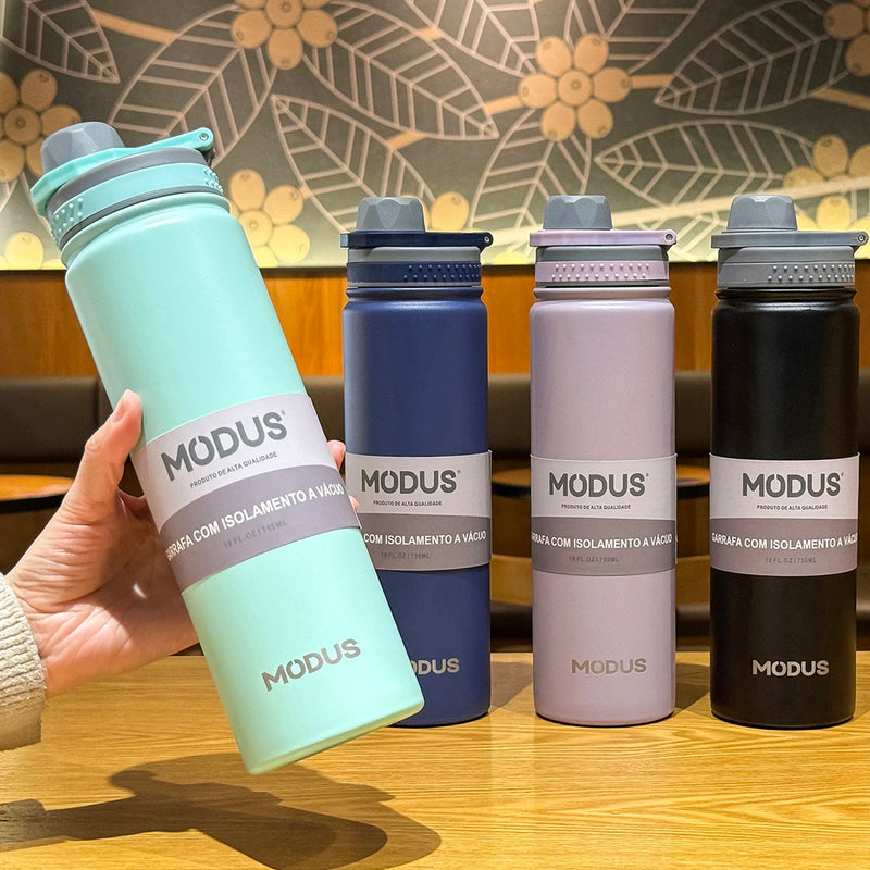 MODUS Water Bottle with Flip Lid, Stainless Steel, Double Wall Vacuum Water Cup for Outdoor Sports, 750ml